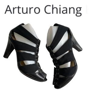 Arturo Chiang Black Gladiator Cage Platform High Heel Shoes Sz 8